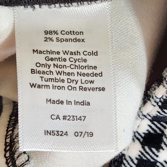 Talbots Womens Pants SZ 2 Black White Check High Rise Waist Straight Leg Stretch - Picture 7 of 8